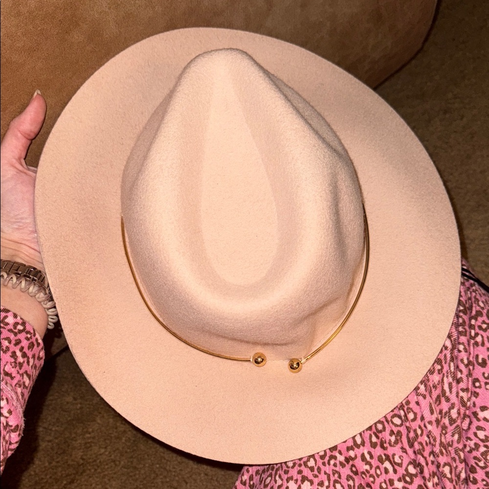 Elegant Rose Pink Cecil McBee Fedora Hat with Gold Accent